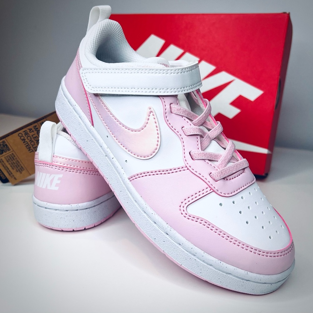 NIKE Court Borough Low Recraft
Little Kids' Shoes. White/pink foam/3Y